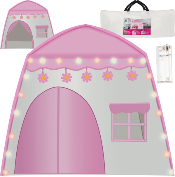 Kinder speeltent XL Roze – Met LED Verlichting & Draagtas | Voor Binnen & Buiten - Image 5