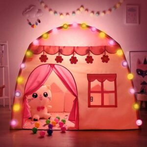 Kinder speeltent XL Roze – Met LED Verlichting & Draagtas | Voor Binnen & Buiten