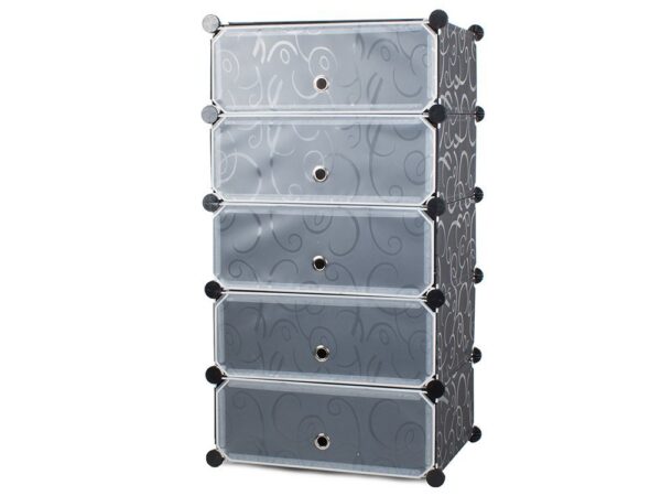 Ruimtebesparende en stijlvolle schoenenkast met 3 modules en 5 planken - Multifunctionele schoenen- en opbergkast met transparante deuren - Waterdichte en duurzame modulaire schoenenkast - Image 4