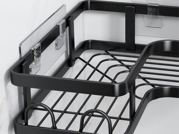 Wandplankenset Badkamer – 3 Draadmanden & 2 Hoekplanken | Opbergrek voor Douche & Toilet - Image 3